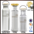 Reflect single wall Stainless steel water bottle with mirror finish and bamboo cap